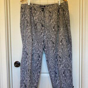 Talbots Woman Black White Paisley Capri Pants, Size 16W